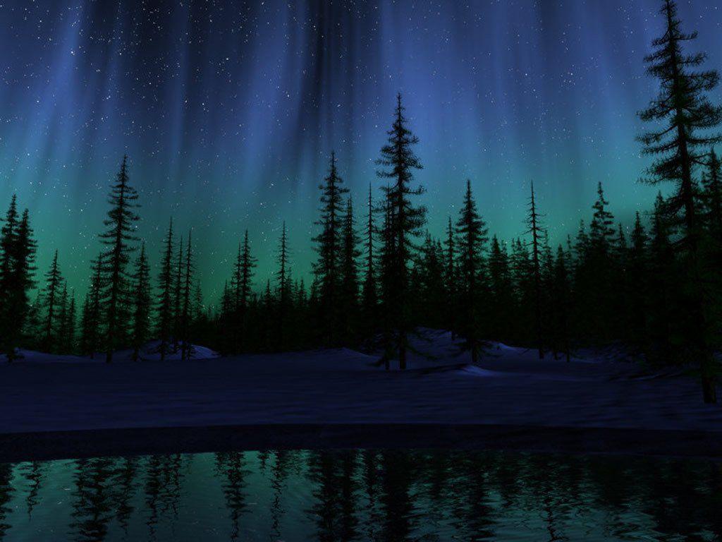 1024x768 Summer Northern Lights Wallpaper