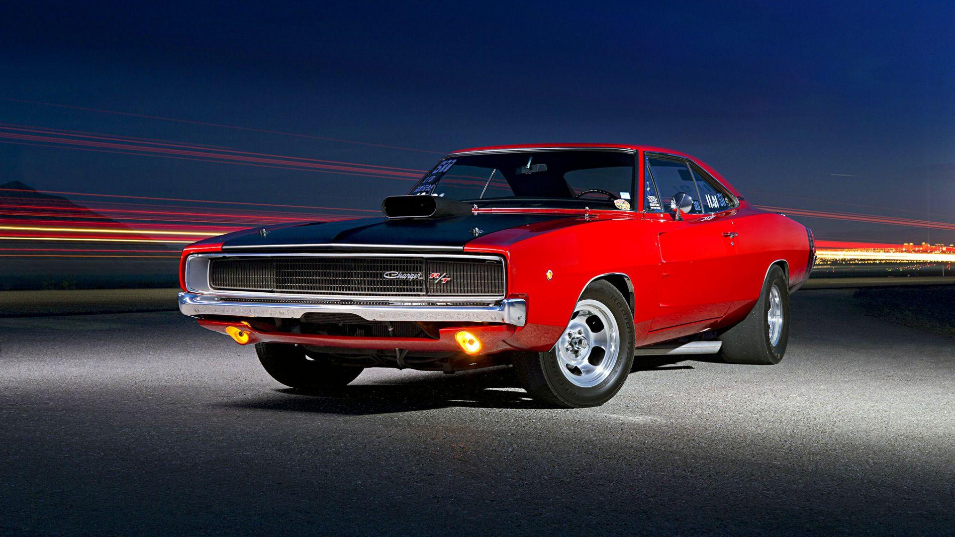 1920x1080 Desktop Wallpaper Classic Muscle Car, Red Dodge Charger, HD Image, Picture, Background, Zjtb0s