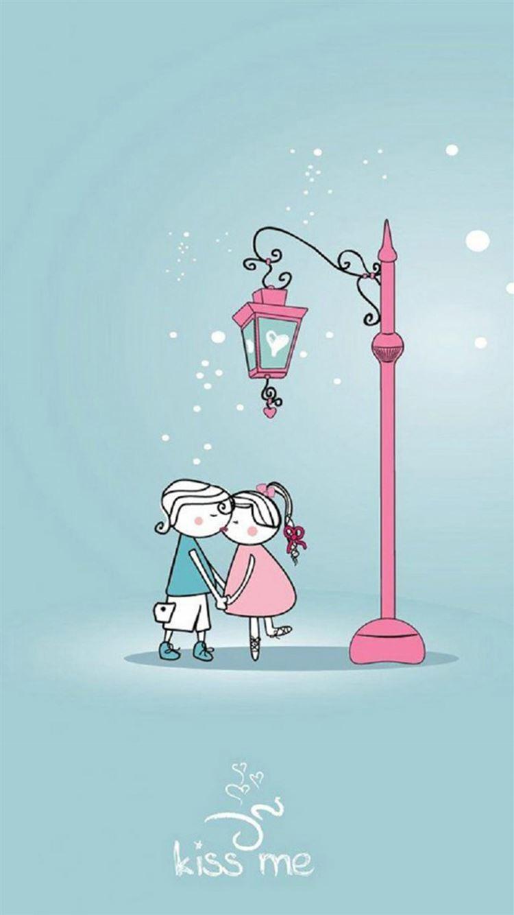 750x1334 Cute Lover Couple Under Streetlight iPhone 8 Wallpaper Free Download