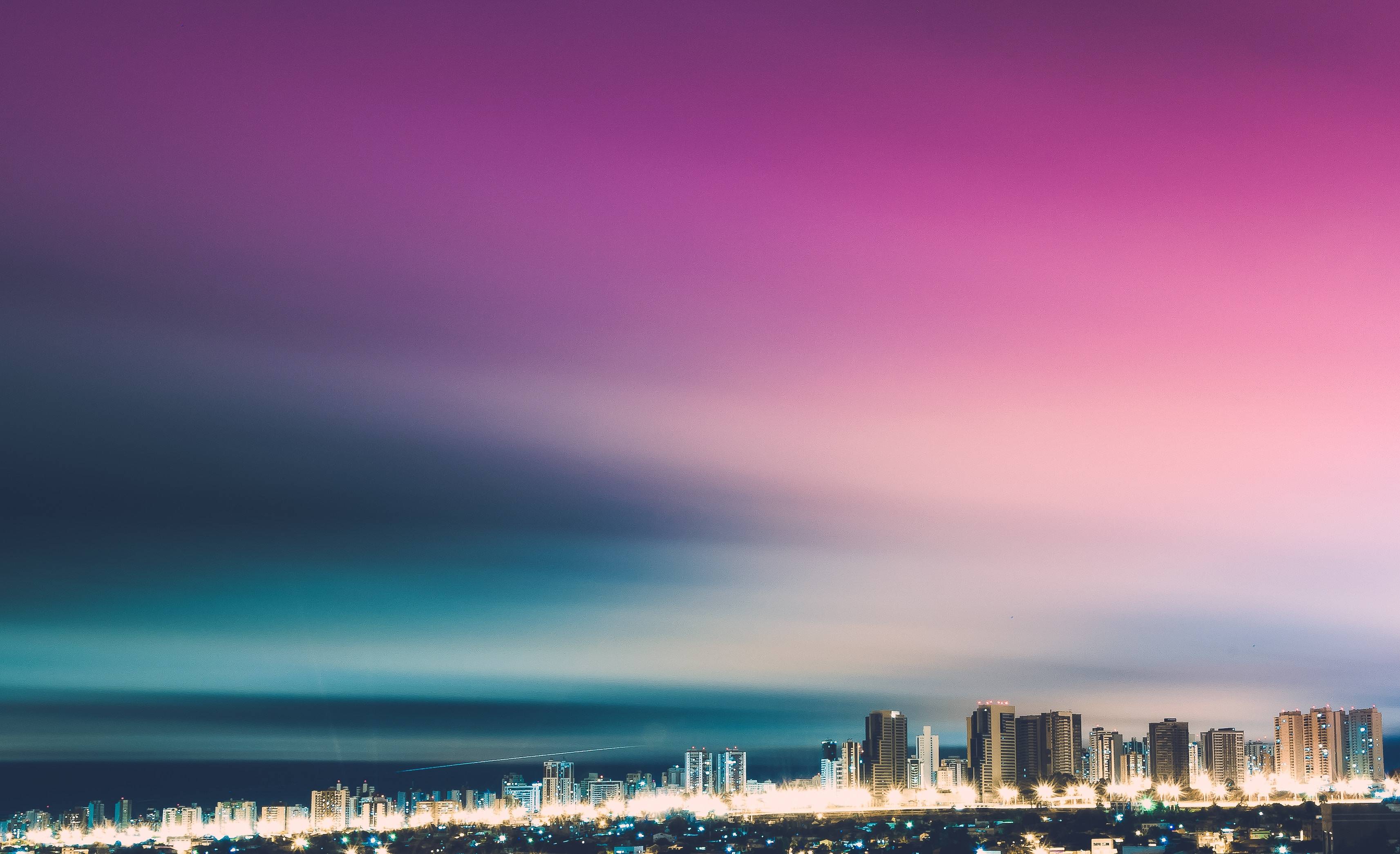 3426x2090 Skyline Purple City Skycrapper 4k, HD Photography, 4k Wallpaper, Image, Background, Photo and Picture
