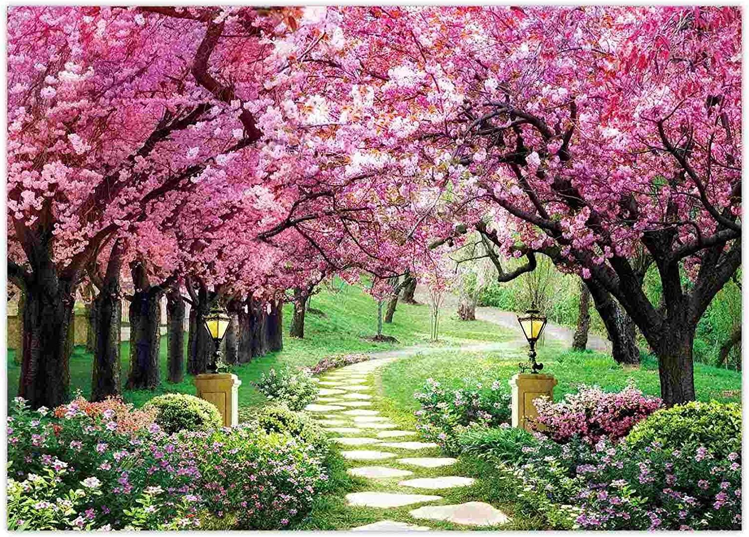 1500x1076 Funnytree 7x5FT Spring Backdrop Flower Tree Garden Path Landscape Background Wedding Baby Shower Birthday Party Decor Banner Supplies Studio Photography Photo Booth Prop Gift : Home & Kitchen