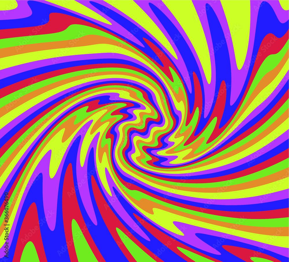 1000x908 1960s Hippie Wallpaper Design. Trippy Retro Background For Psychedelic 60s 70s Parties With Bright Acid Rainbow Colors And Groovy Geometric Wavy Pattern In Pop Art Style. Stock Vector