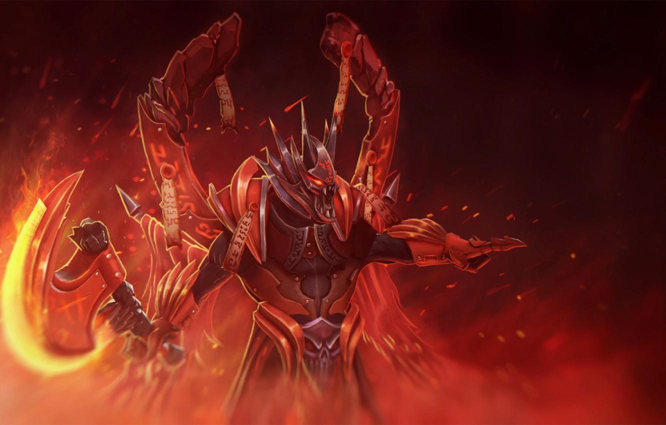1332x850 Wallpaper fire, axe, Dota Doom image for desktop, section игры