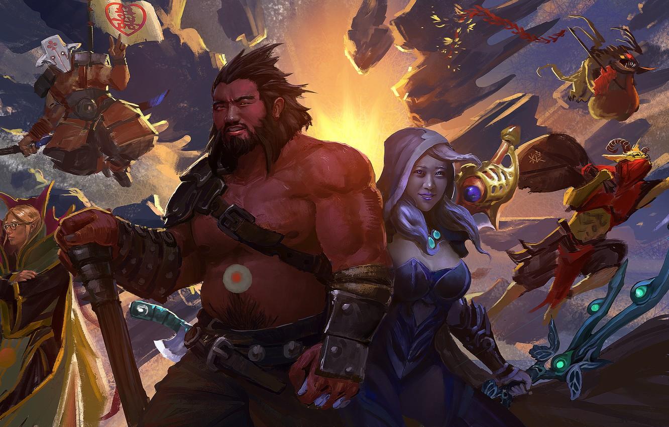 1332x850 Wallpaper art, glasses, the trick, Traxex, Dota Bounty Hunter, Juggernaut, Drow Ranger, Asians, Yurnero, Gondar, Axe, Invoker, Mogul Khan image for desktop, section игры