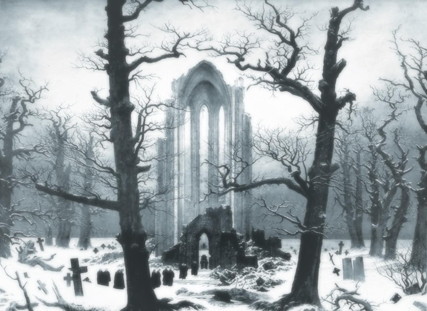 1406x1024 Monastery Graveyard under Snow by Caspar David Friedrich, 1819. by Caspar David Friedrich