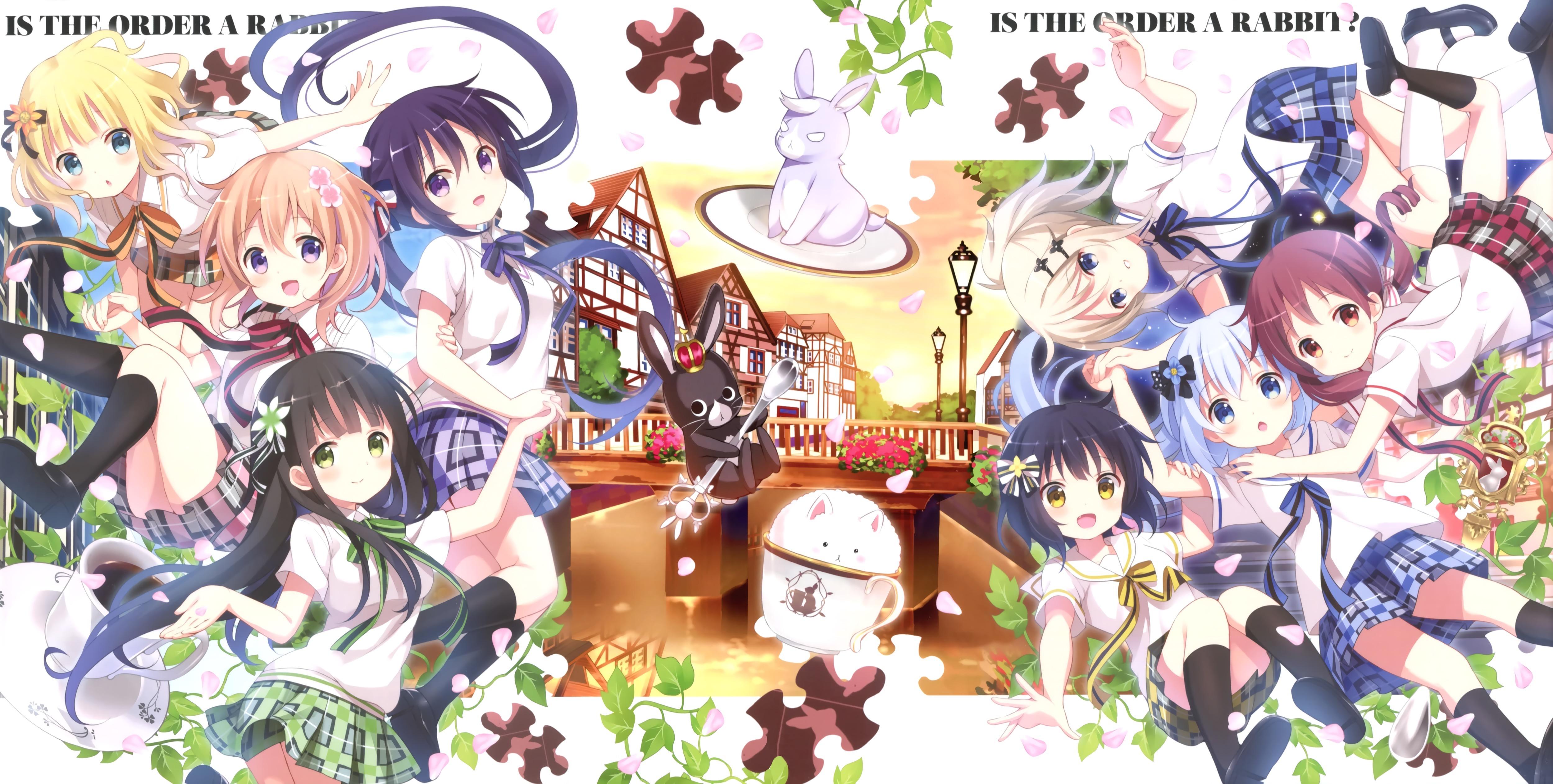 5000x2525 Gochuumon wa Usagi Desu ka?. Rabbit wallpaper, Anime, Anime image
