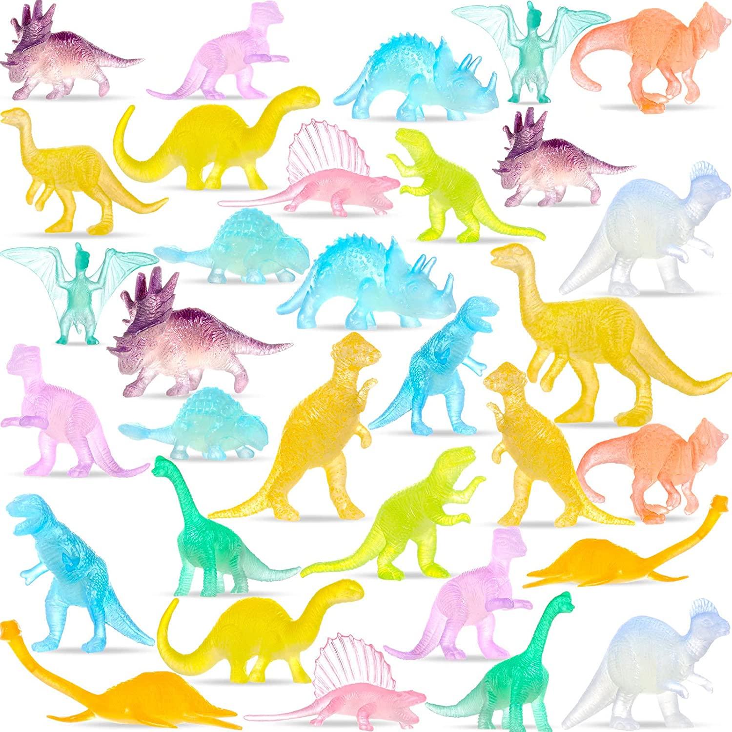 1500x1500 Pieces Small Luminous Dinosaurs Toys Glow in Dark Mini Dinosaur Toy Set, Plastic Dinosaur Figures for Birthday Party Favors Goody Bag Cake Toppers Pinata Filler Gift for Kids Boys Girls