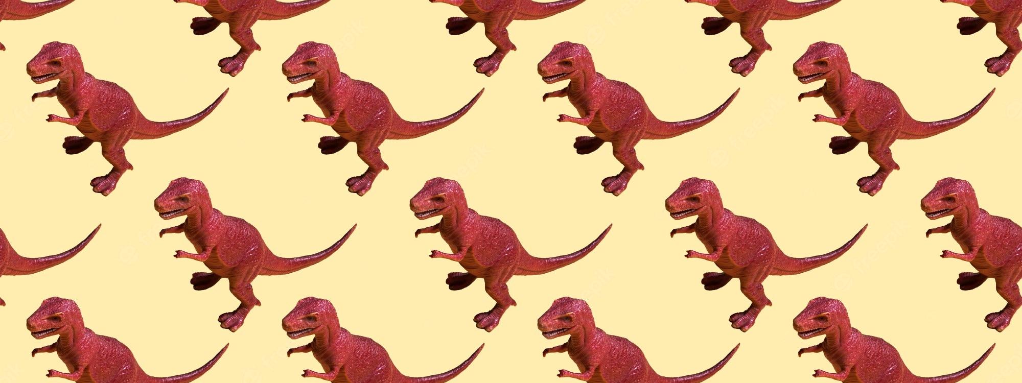 2000x750 Premium Photo. Toy plastic dinosaur on a colored background. seamless pattern concept for texture, design, wallpaper, decor, textile. banner