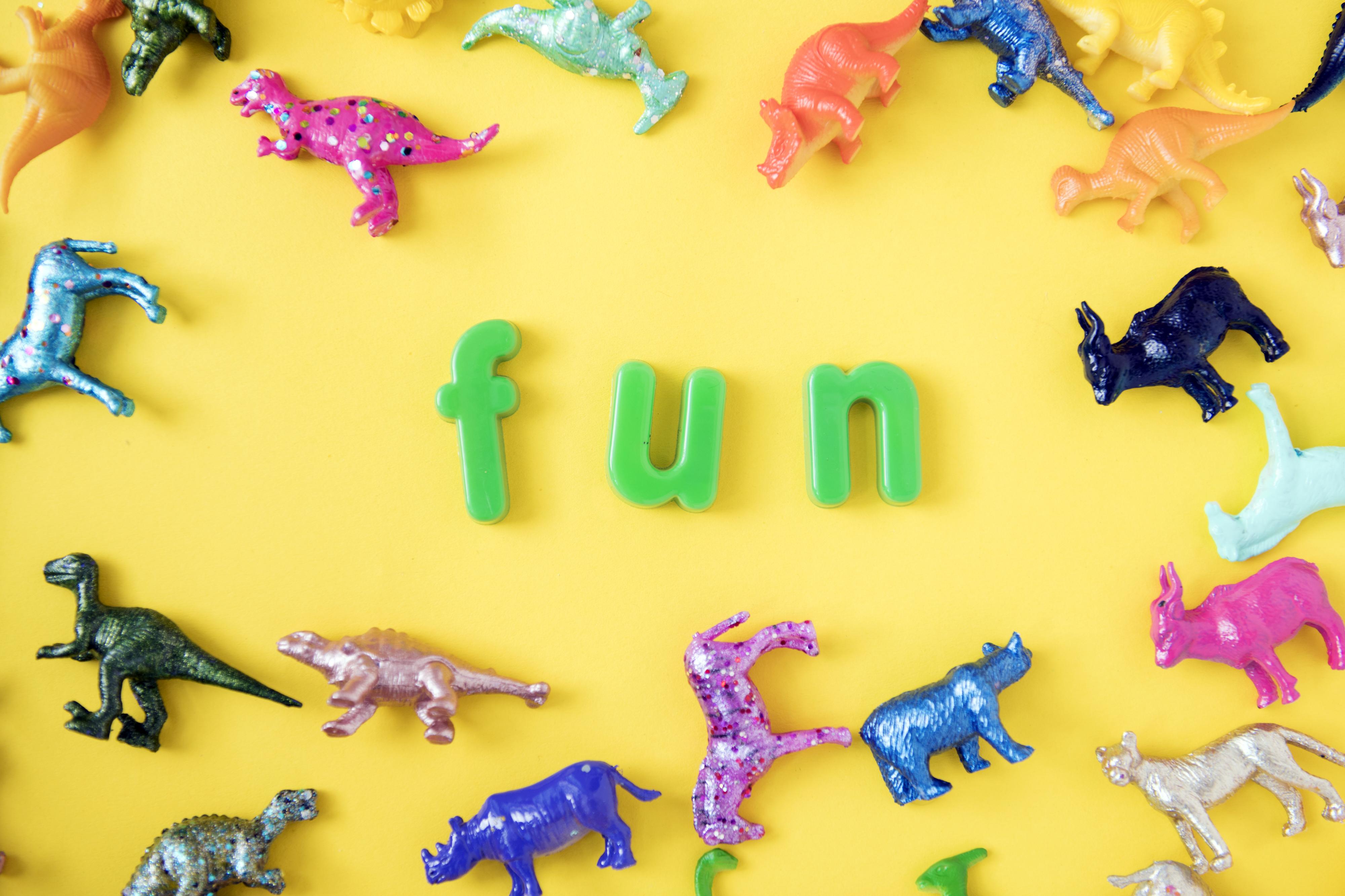 4000x2666 Various animal toy figures background with the word fun. Life of Pix