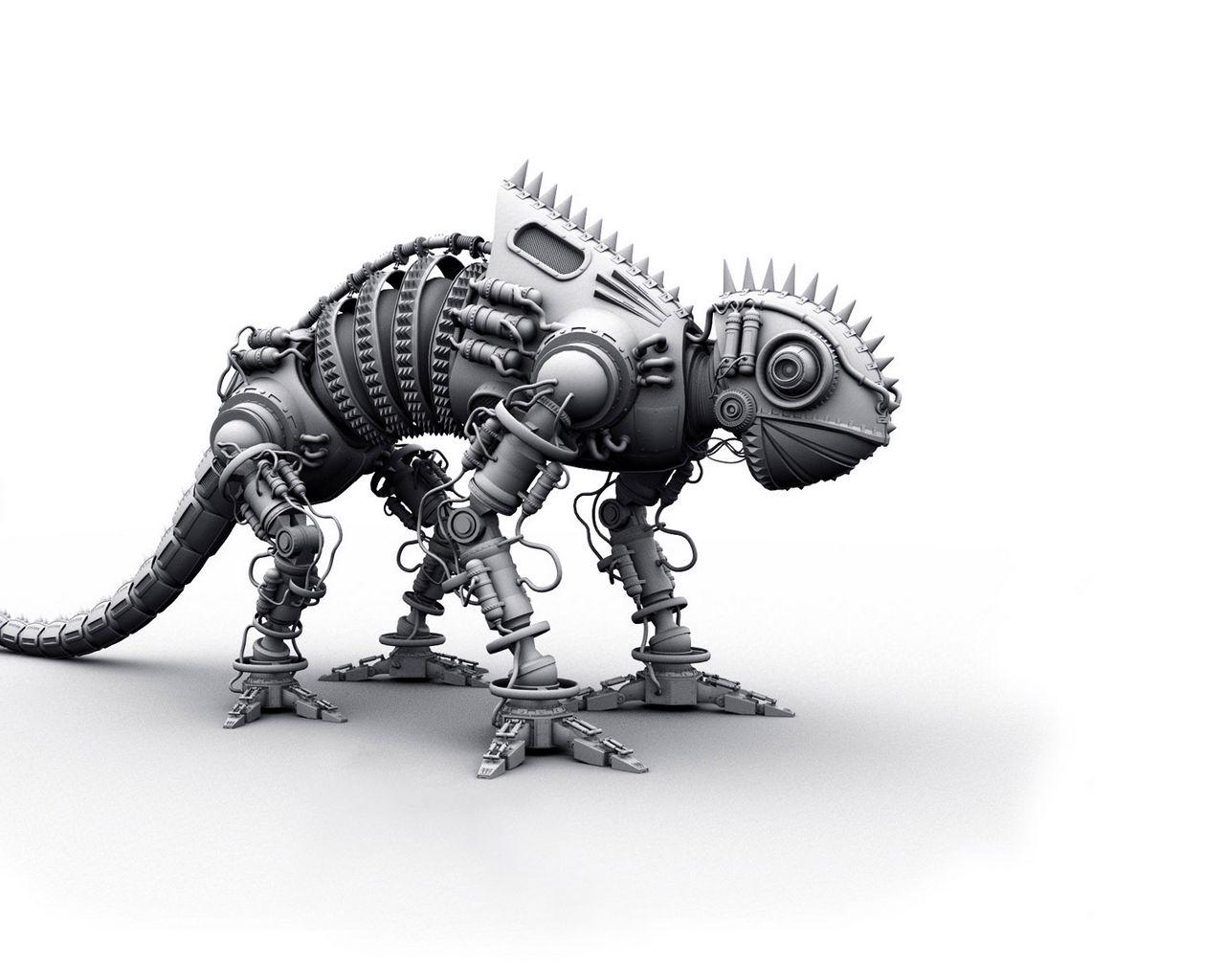 1280x1024 Download wallpaper 1280x1024 dinosaur, metal, shape, silver, toy standard 5:4 HD background