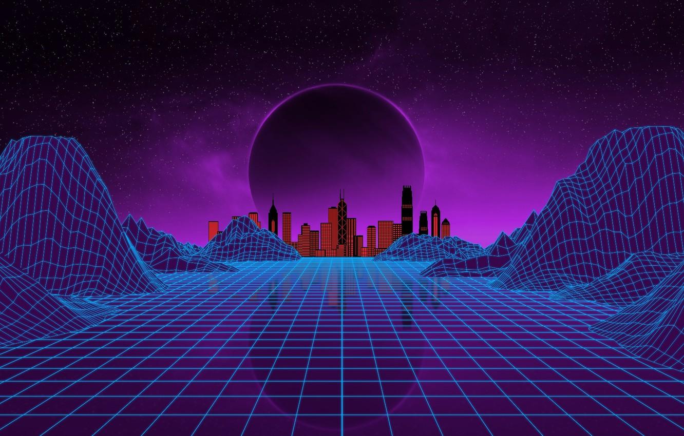 1332x850 Wallpaper Music, The City, Stars, Neon, Planet, Space, Background, Electronic, Synthpop, Darkwave, Synth, Retrowave, Synth Pop, Sinti, Synthwave, Synth Pop Image For Desktop, Section рендеринг