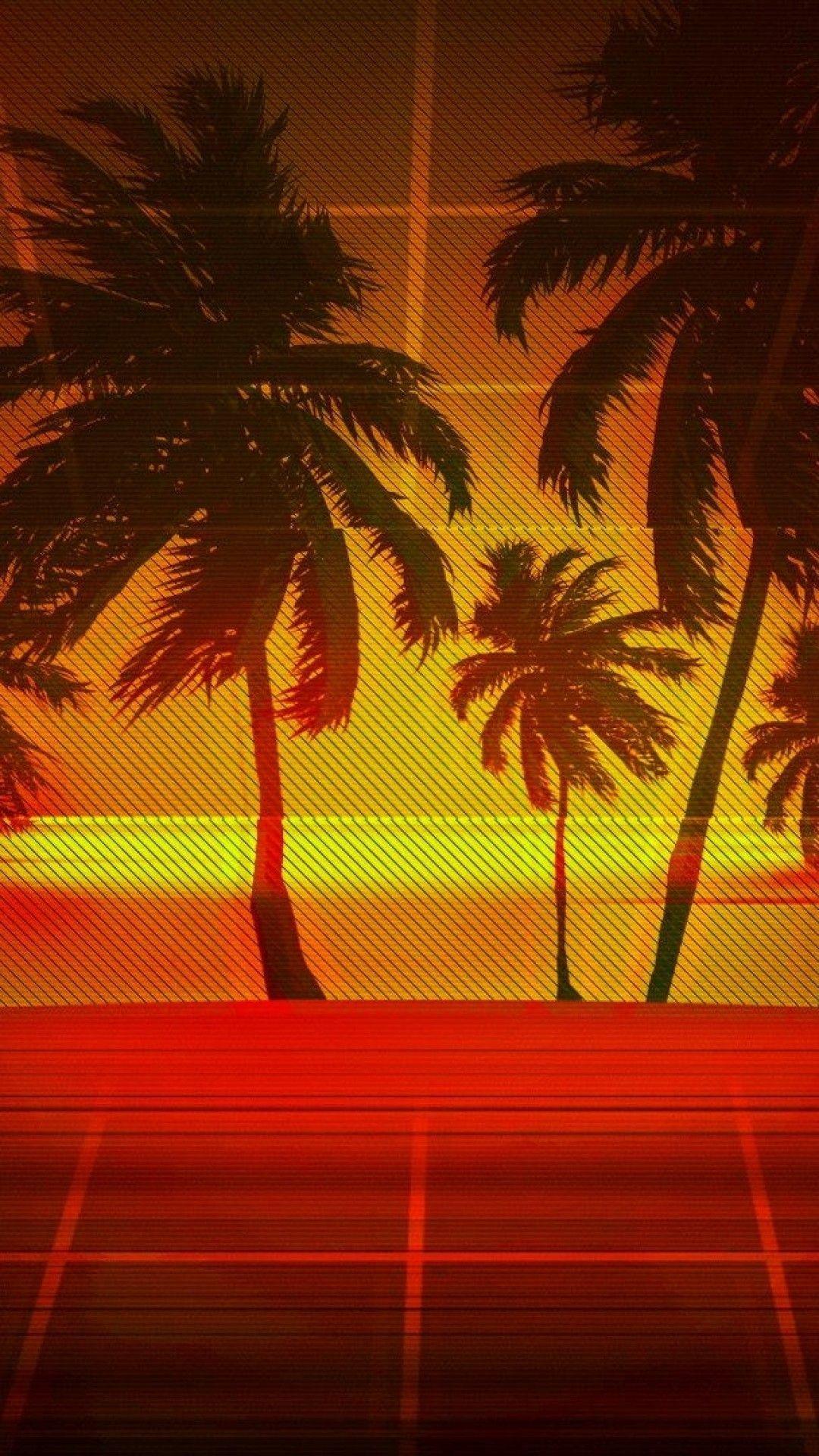 1080x1920 Tropical Retrowave Wallpaper