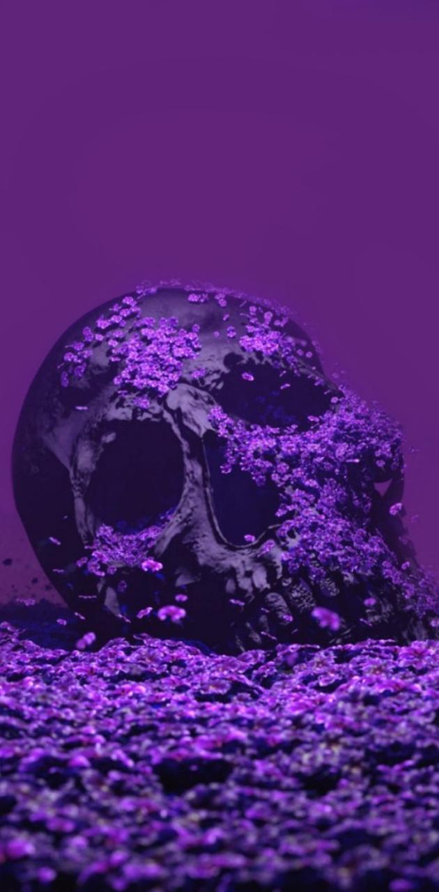 630x1280 Purple Glitter Skull wallpaper