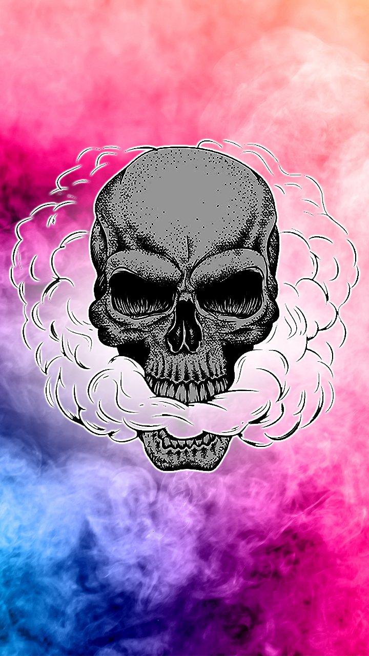 720x1280 Skull Color Smoke