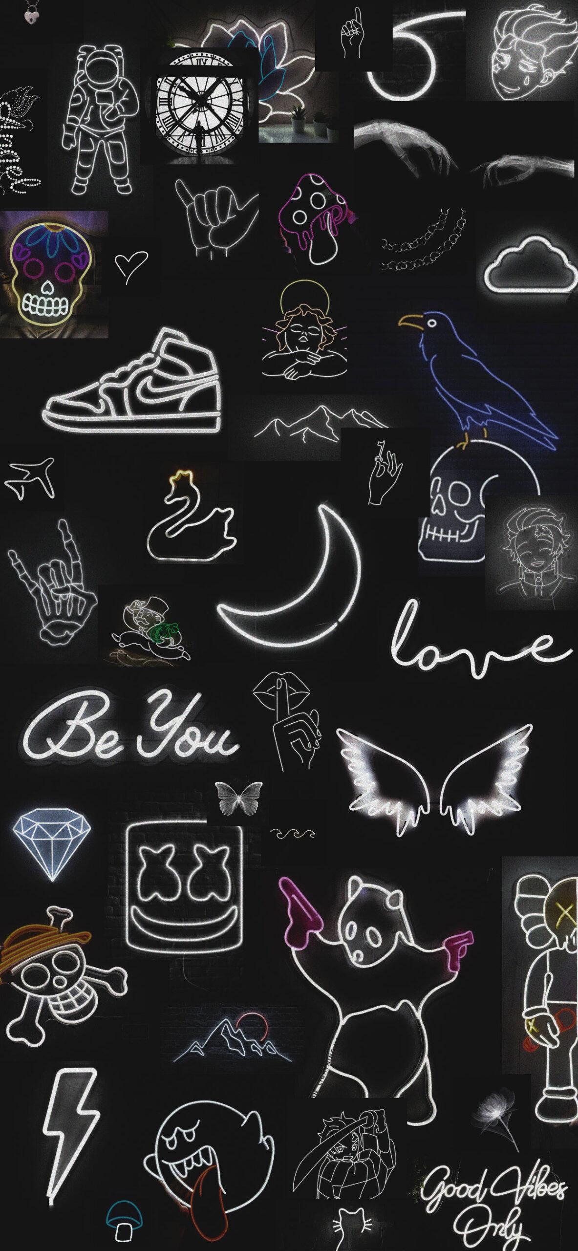 1183x2560 Aesthetic Wallpaper Black Wallpaper for Phone with Neon Aesthetic