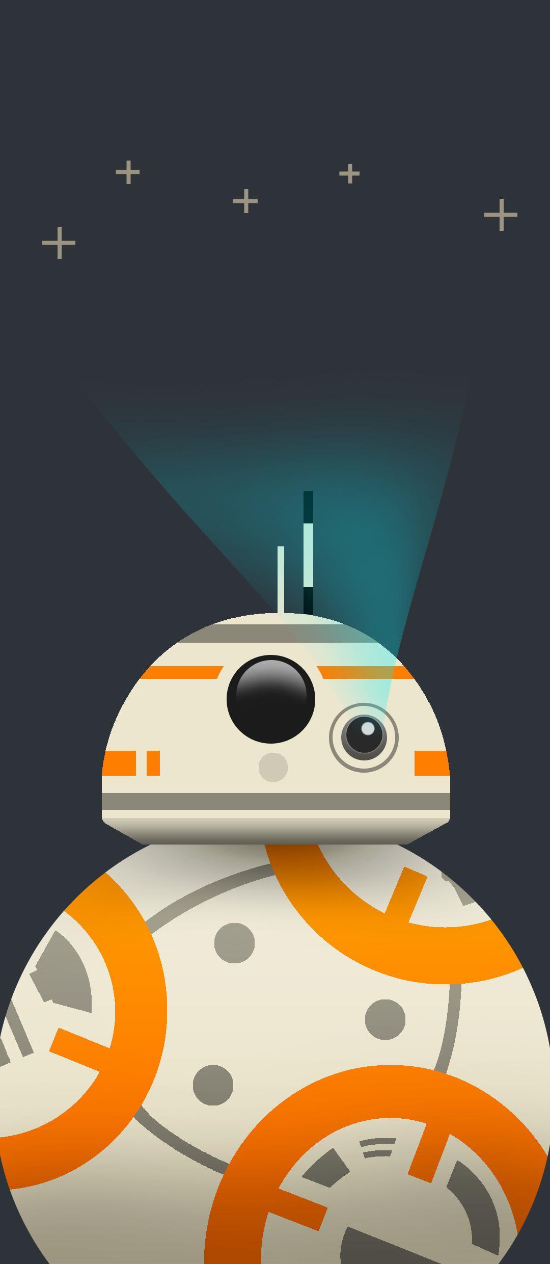 1080x2480 BB 8 Lock Screen Wallpaper! Designed For IPhone To Look Like He's Illuminating The Time. (Msg Me For PSD Or Download Links)