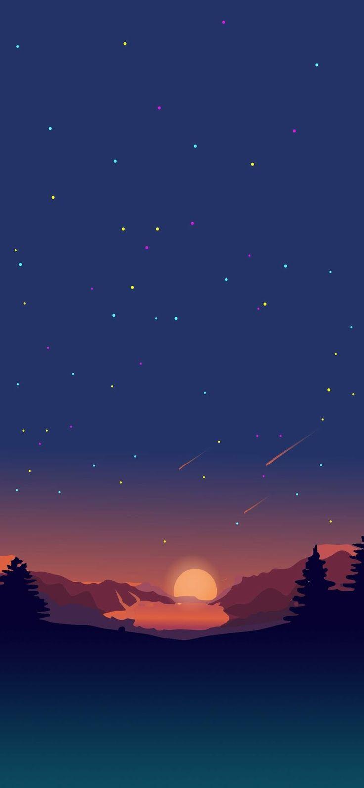 736x1593 Sunset Digital art Mobile wallpaper. Minimalist. HD nature wallpaper, Minimal wallpaper, Nature iphone wallpaper