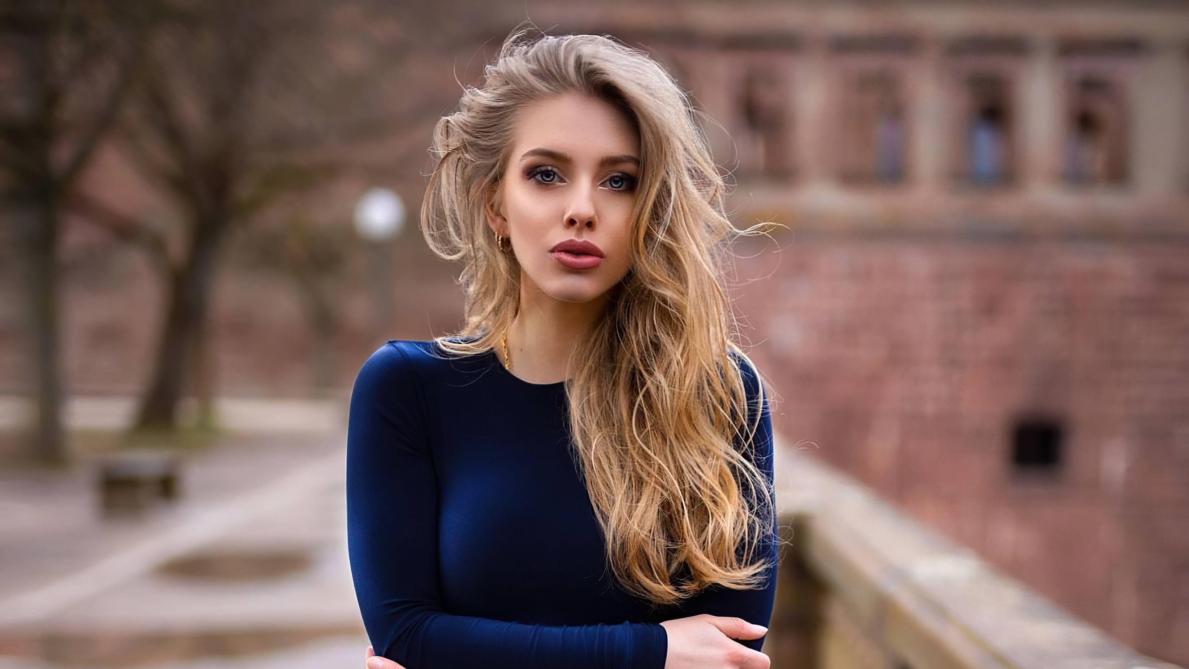 3840x2160 Alexa Breit Blonde In Blue Dress 4k, HD Girls, 4k Wallpaper, Image, Background, Photo and Picture