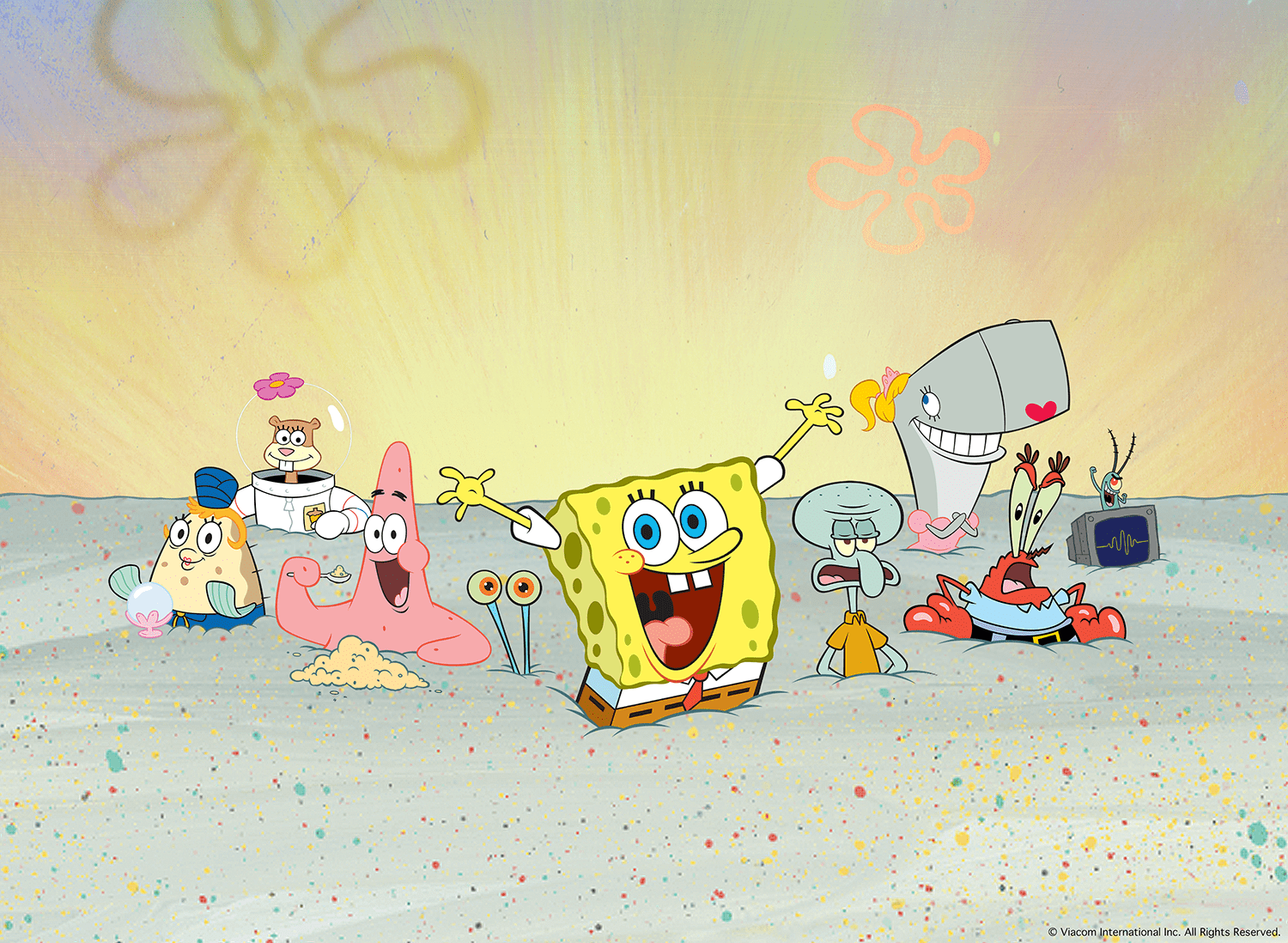 1500x1098 SpongeBob characters sand wallpaper Squarepants Photo