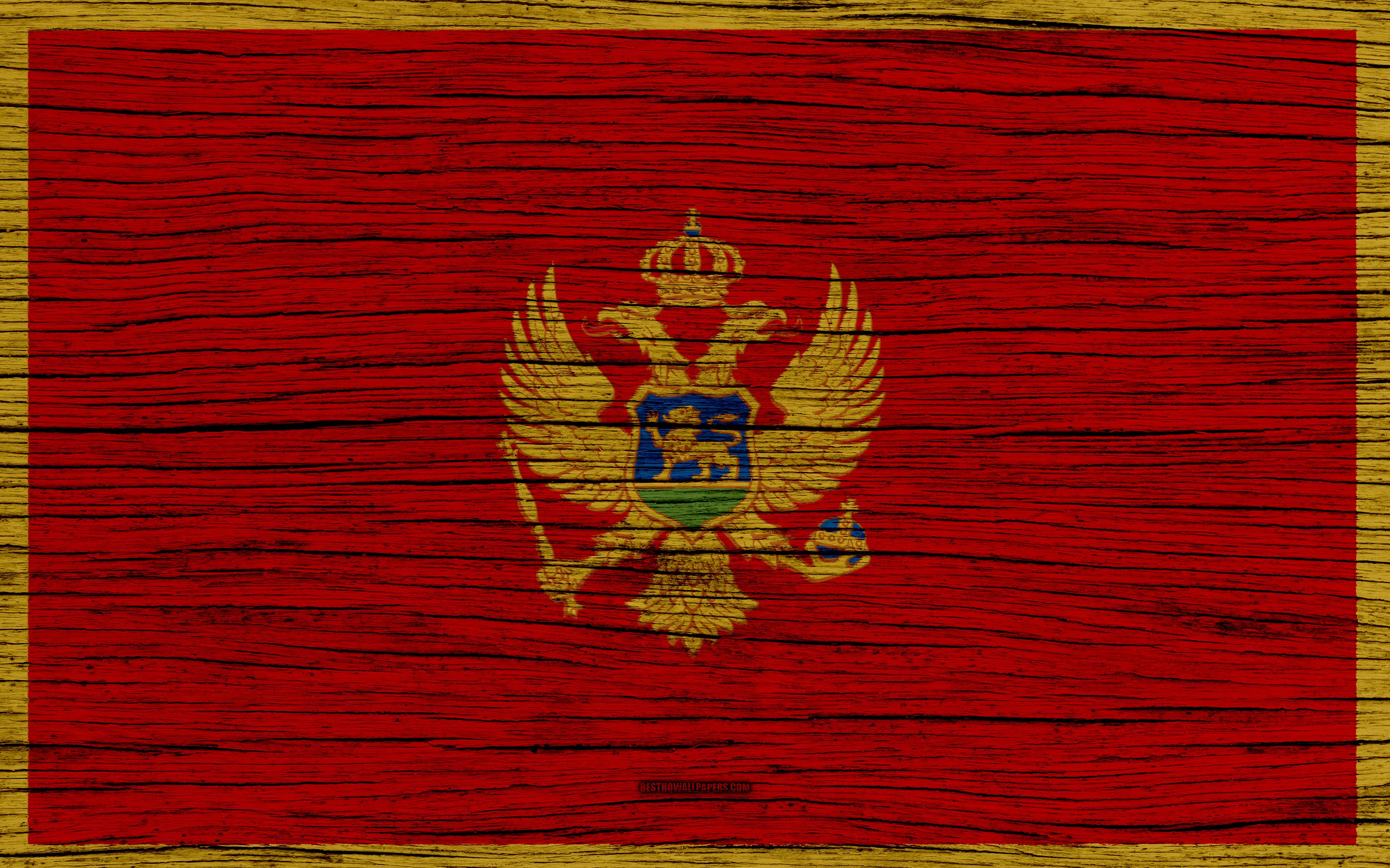 3840x2400 Download wallpaper Flag of Montenegro, 4k, Europe, wooden texture, Montenegrin flag, national symbols, Montenegro flag, art, Montenegro for desktop with resolution 3840x2400. High Quality HD picture wallpaper