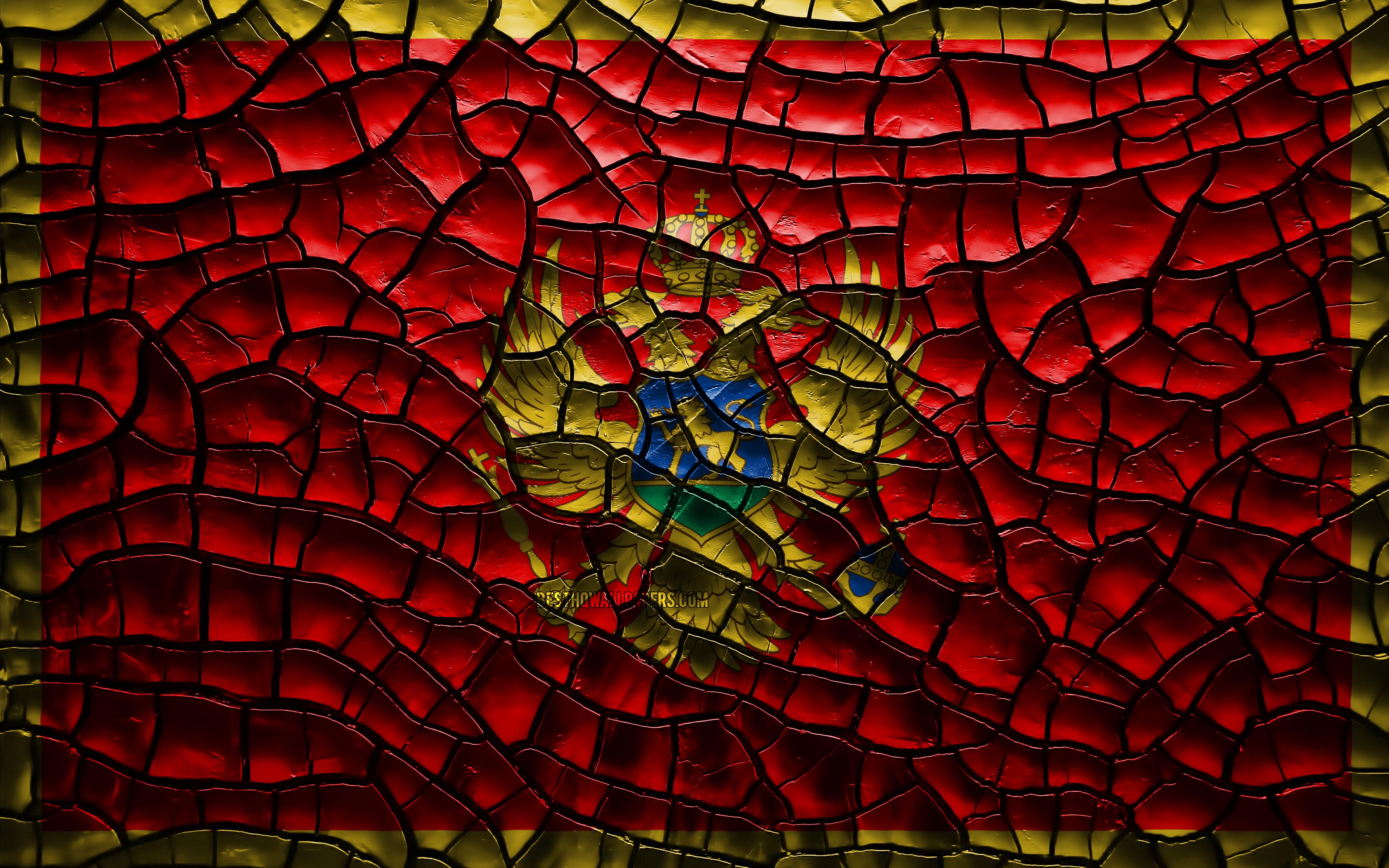 3840x2400 Download wallpaper Flag of Montenegro, 4k, cracked soil, Europe, Montenegrin flag, 3D art, Montenegro, European countries, national symbols, Montenegro 3D flag for desktop with resolution 3840x2400. High Quality HD picture wallpaper