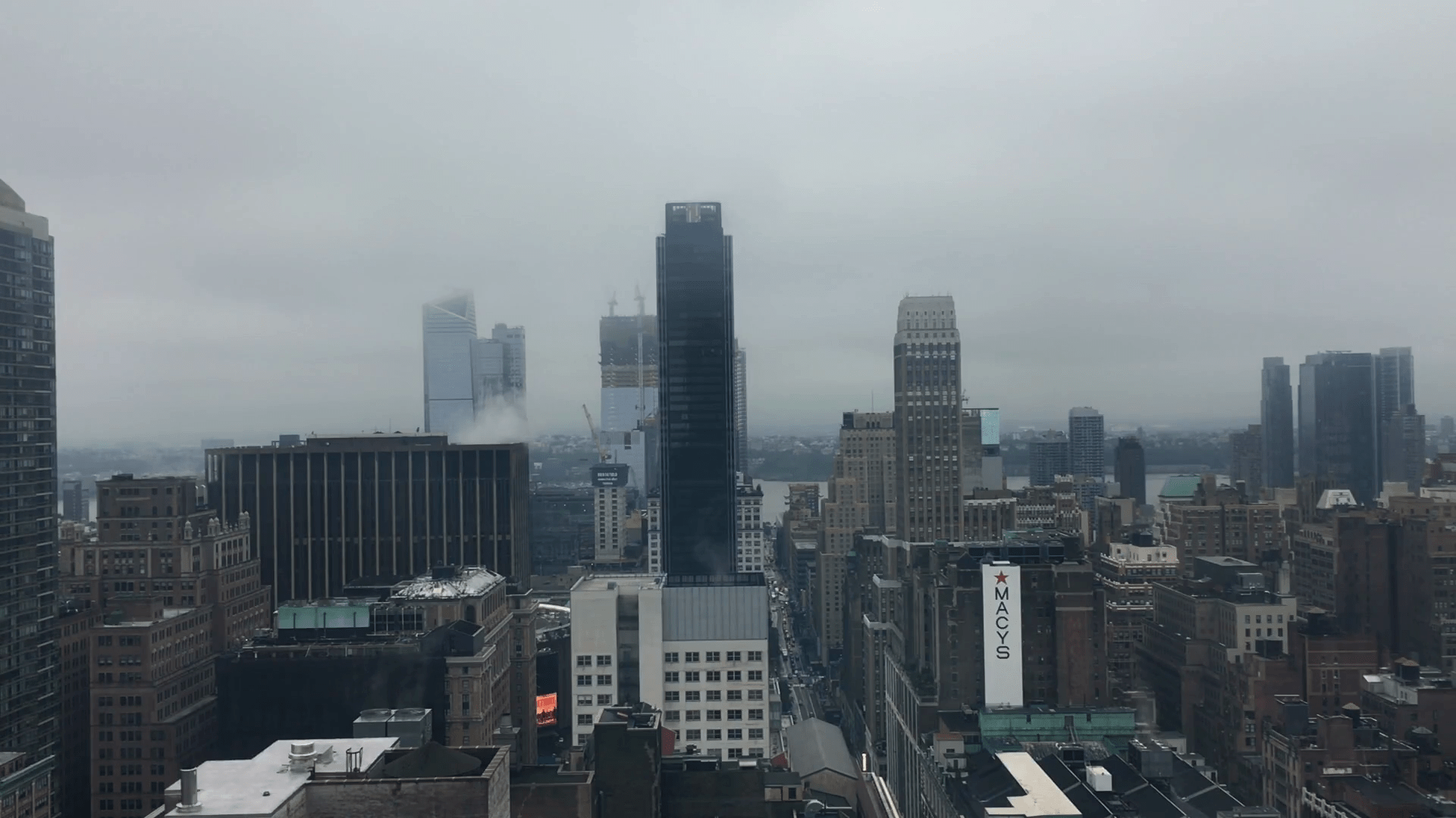 1920x1080 Cloudy And Rainy Day Overview Of New York City Aerial Stock Video Footage 00:14 SBV 316235626