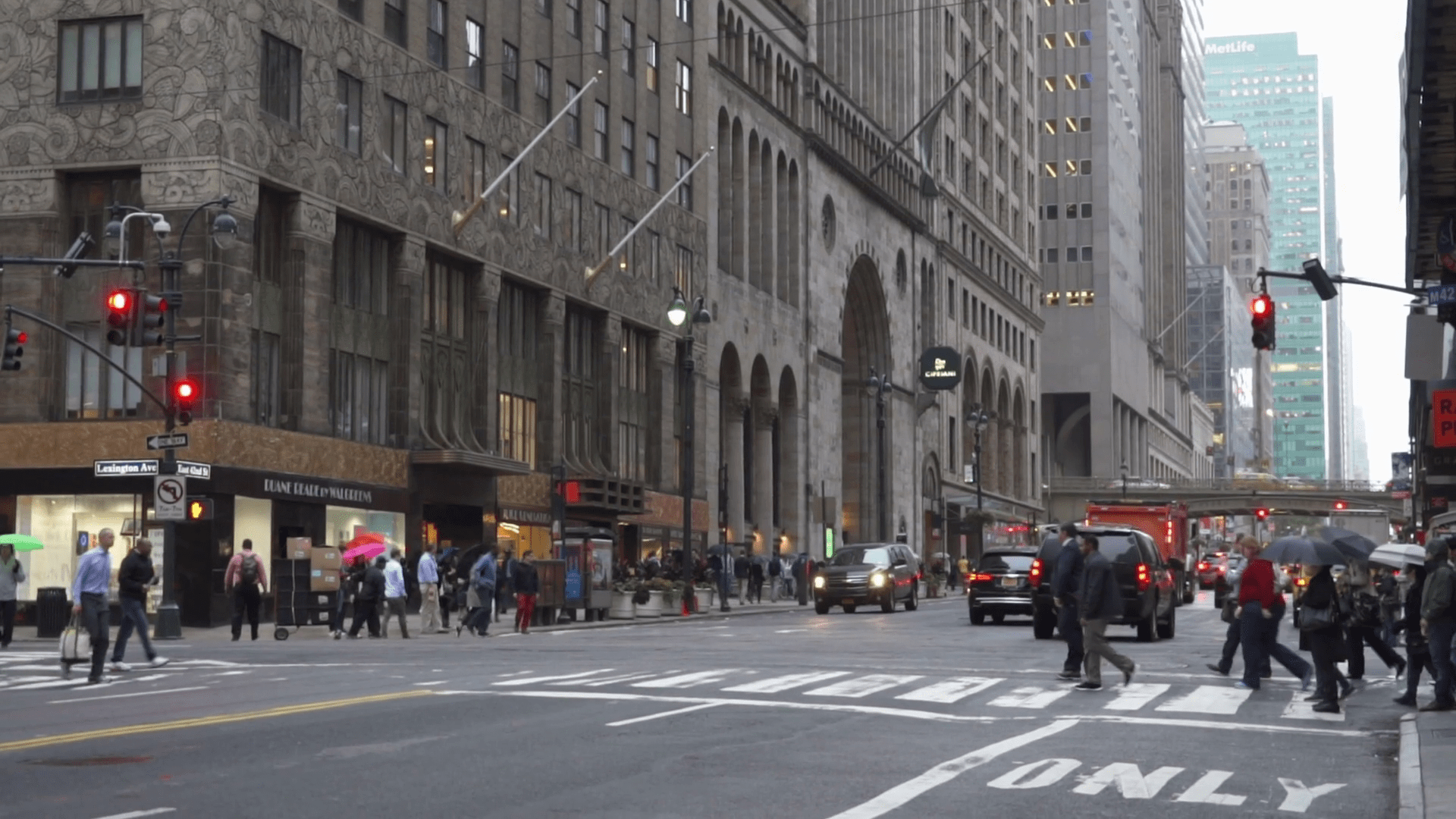 1920x1080 People Busy Crowd At The Street Between Buildings During Cloudy Rainy Day NYC NY USA Manhattan, New York City, United States Of America Americans Stock Video Footage 00:30 SBV 338591122