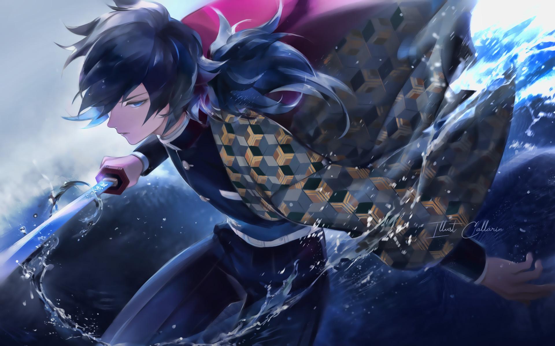 1920x1200 Download wallpaper Kochou Shinobu, water, Tomioka Giyuu, Demon Hunter, kimono, Kimetsu no Yaiba, Demon Slayer, manga, Shinobu Kocho, Giyu Tomioka for desktop with resolution 1920x1200. High Quality HD picture wallpaper