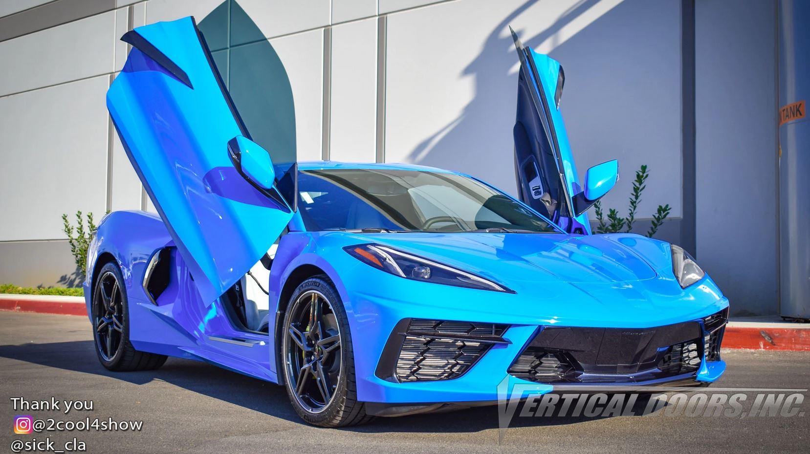 1657x929 C8 Corvette With Lambo Doors Does Supercar Impression in Rapid Blue