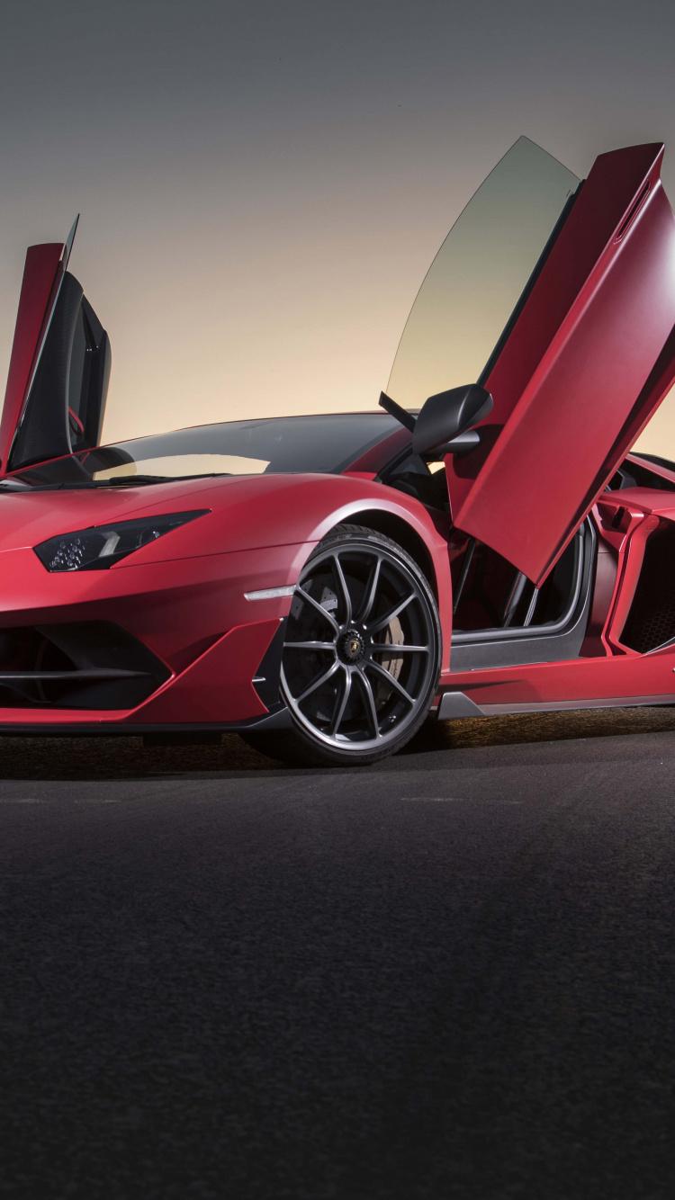 750x1334 Download Lamborghini Aventador SVJ Coupé, doors open wallpaper, 750x iphone iPhone 8