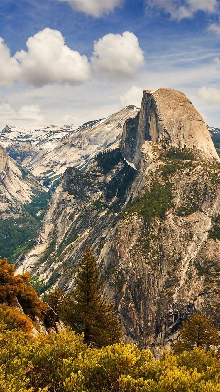 750x1334 iPhone Wallpaper Yosemite National Park, Mountains, National Park, Half Dome