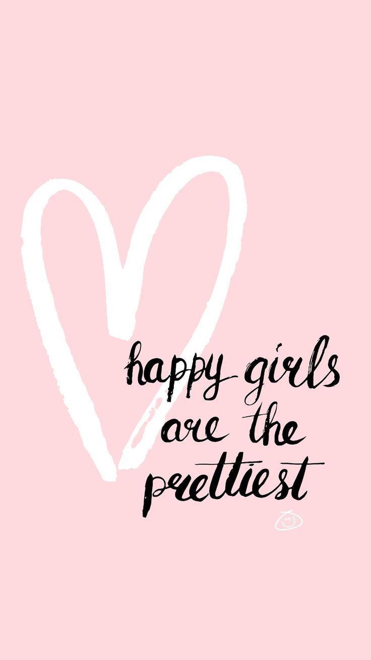 736x1308 Girl Happy Quotes Wallpaper