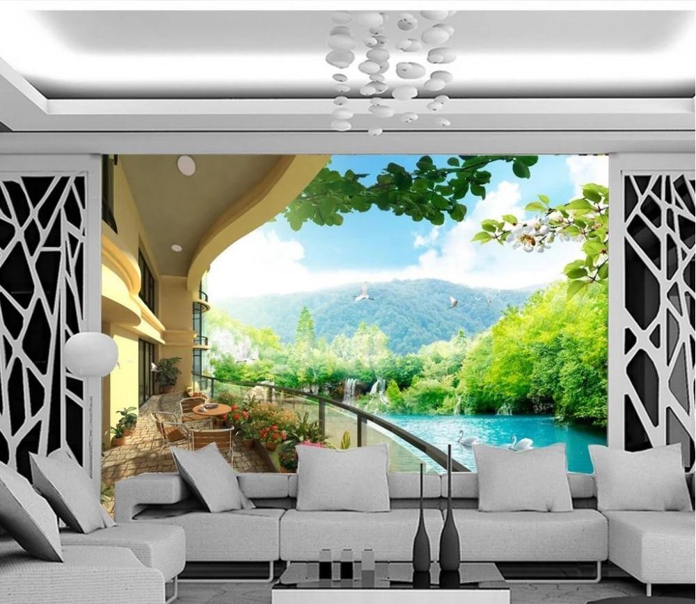 1000x867 3D Wallpaper For Room Natural View Balcony Background Wall Photo 3D Wallpaper Room Modern Wallpaper