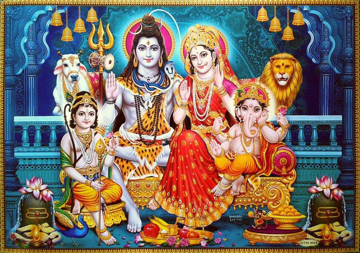 1200x843 Lord Shiva Beautiful Painting Wallpaper with Family