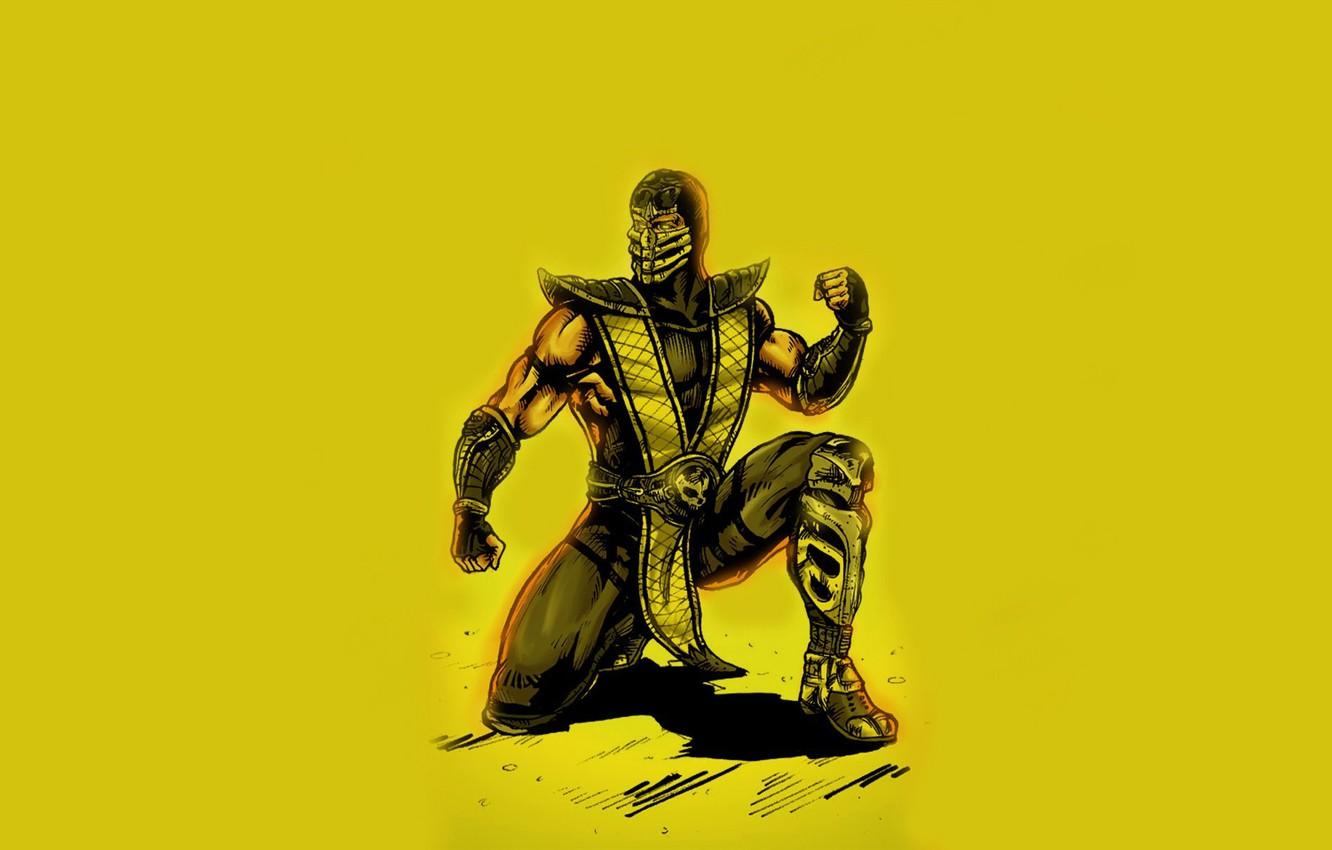 1332x850 Wallpaper yellow, Scorpio, ninja, scorpion, mortal kombat, ninja image for desktop, section игры