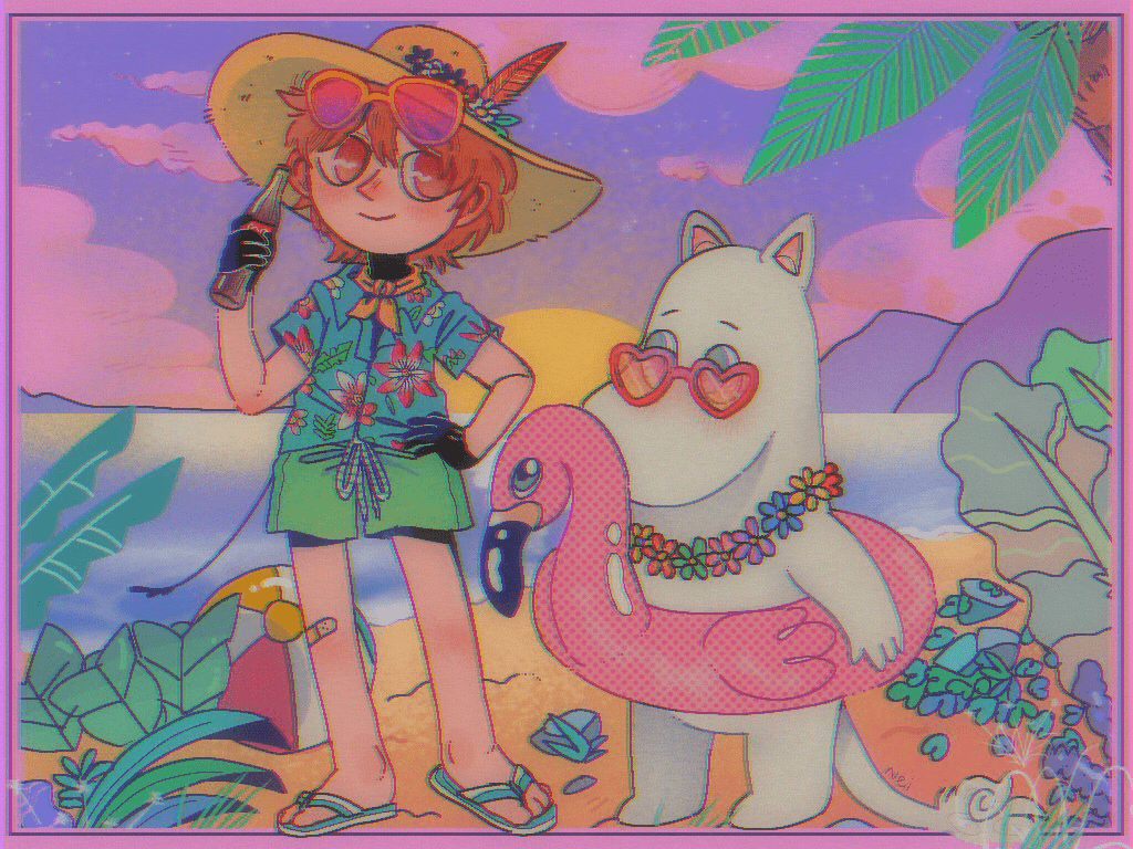 1024x768 Snufkin and Moomin in the beach by Cerealne - Fur Affinity [dot] net