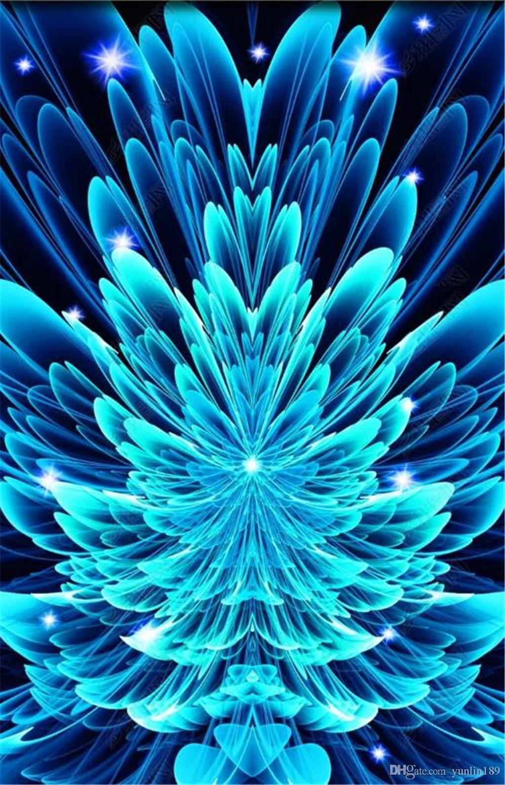 1024x1592 Wholesale Luxury 3D Wallpaper For Beautiful Abstract Blue Fantasy Flower 3D Floor Decoration Wallpaper HD 3D