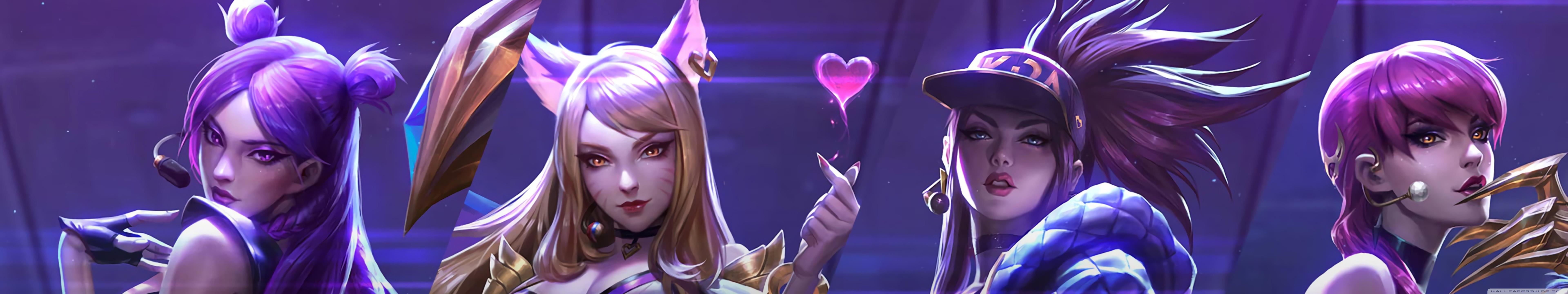 7680x1440 Kaisa Ahri Akali Evelynn