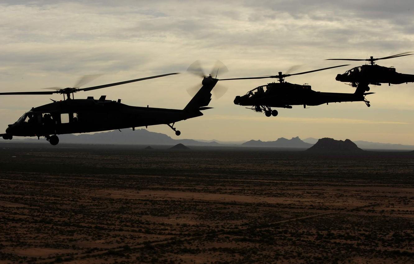 1332x850 Wallpaper USA Army, Ah 64 Apache, UH 60 Black Hawk Image For Desktop, Section авиация