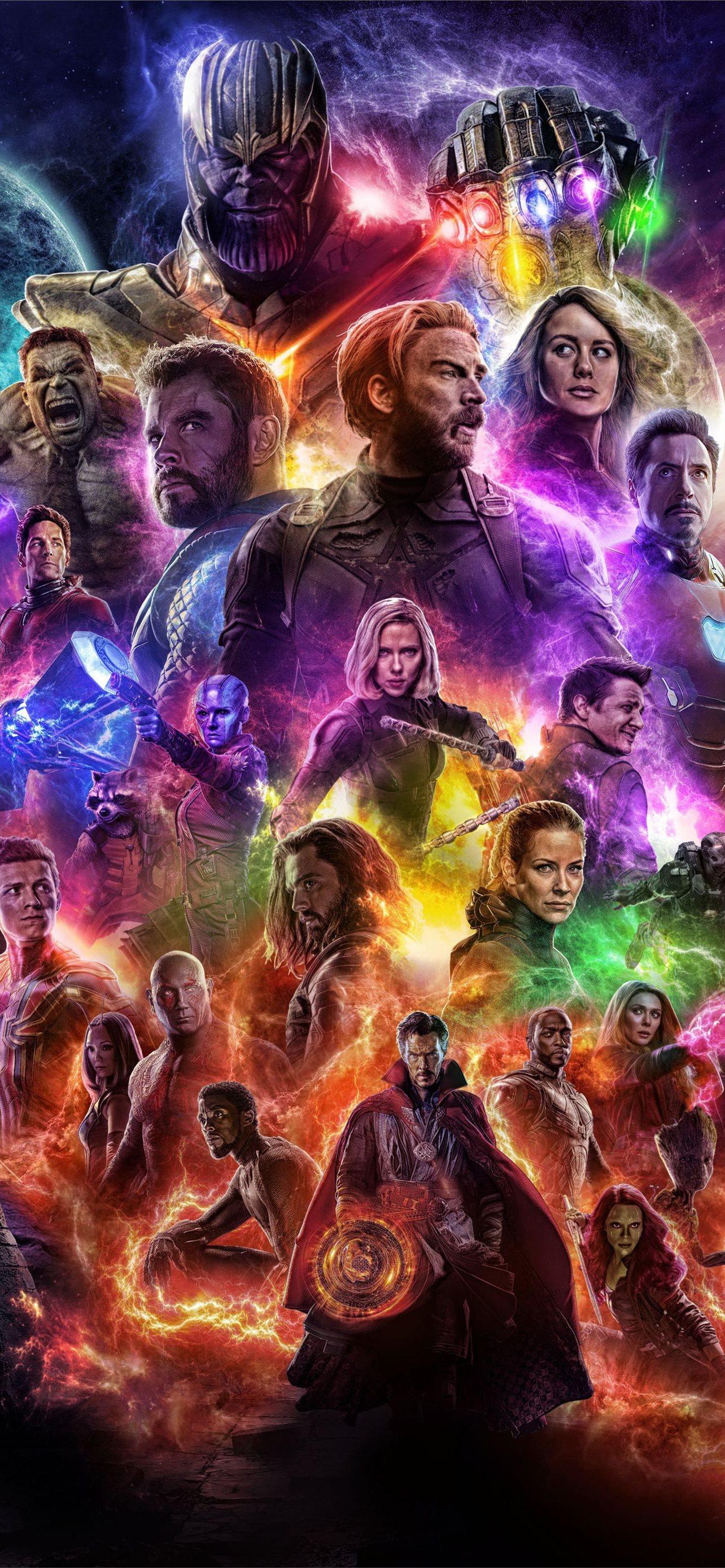 1284x2778 Avengers End Game Thanos with all stones vs superh. iPhone Wallpaper Free Download