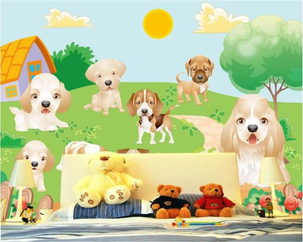1000x800 Beibehang Customized Super Cute Cartoon Dog On The Grass Children's Room 3D Mural Wallpaper Background Wall Papel De Parede