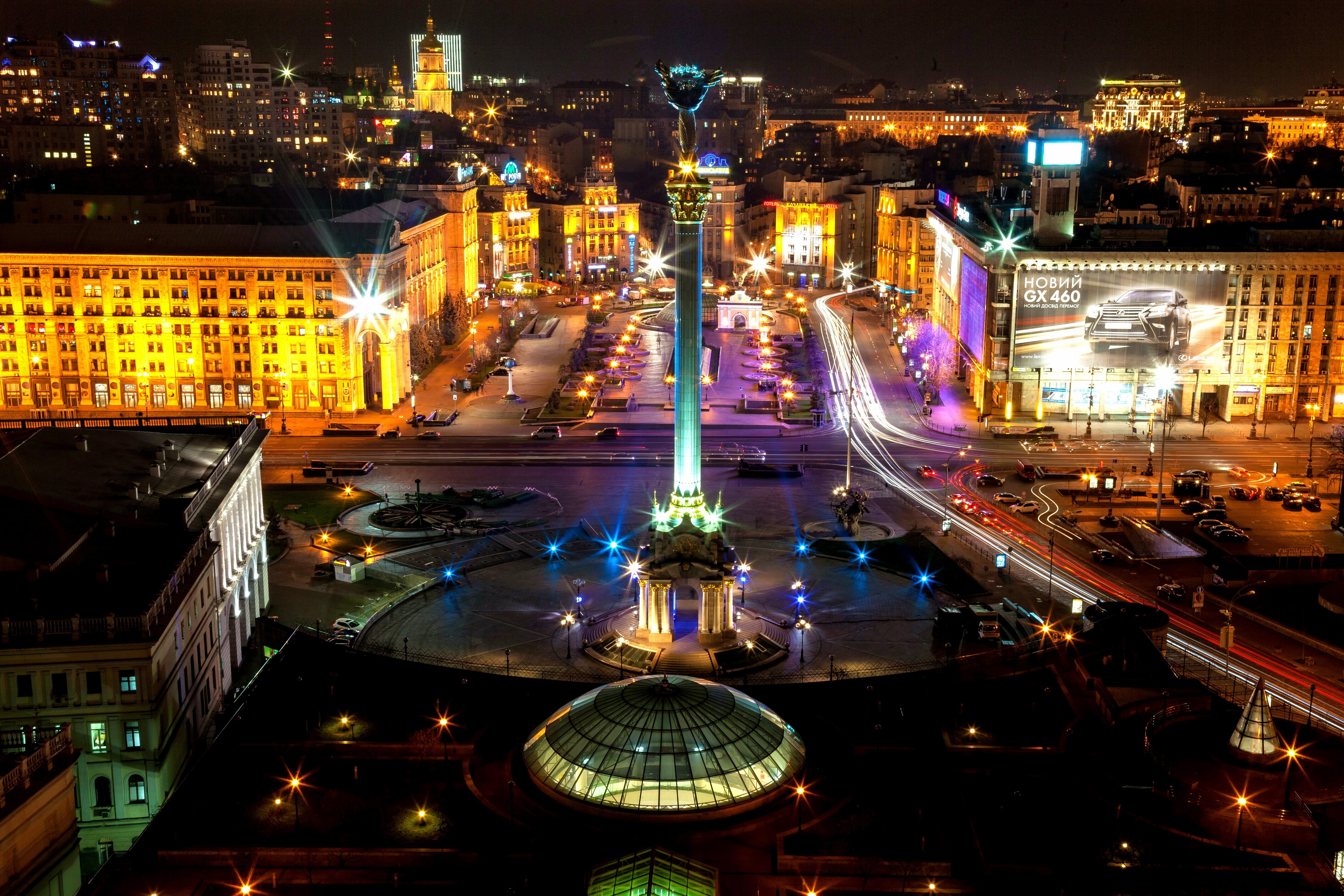 5616x3744 Download wallpaper night, Ukraine, night, Kiev, Ukraine, Kiev, Independence square, section city in resolution 5616x3744