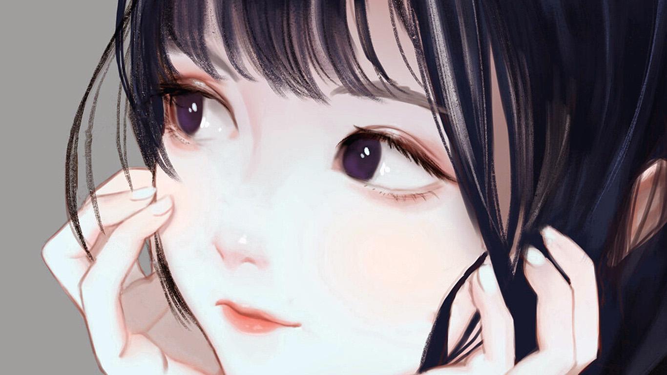 1366x768 wallpaper for desktop, laptop. art girl cute face anime pretty