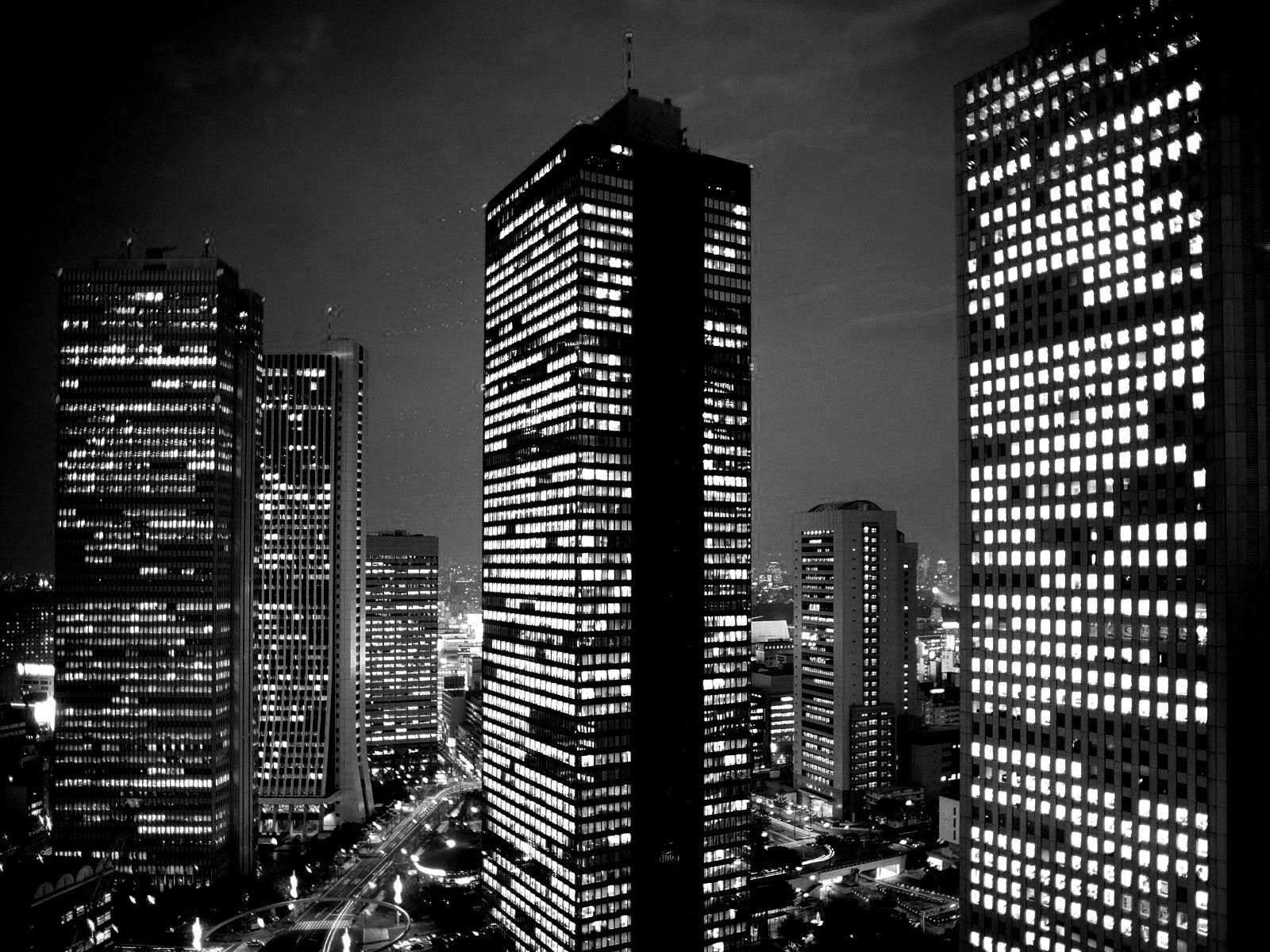 1600x1200 Tokyo Black and White Wallpaper