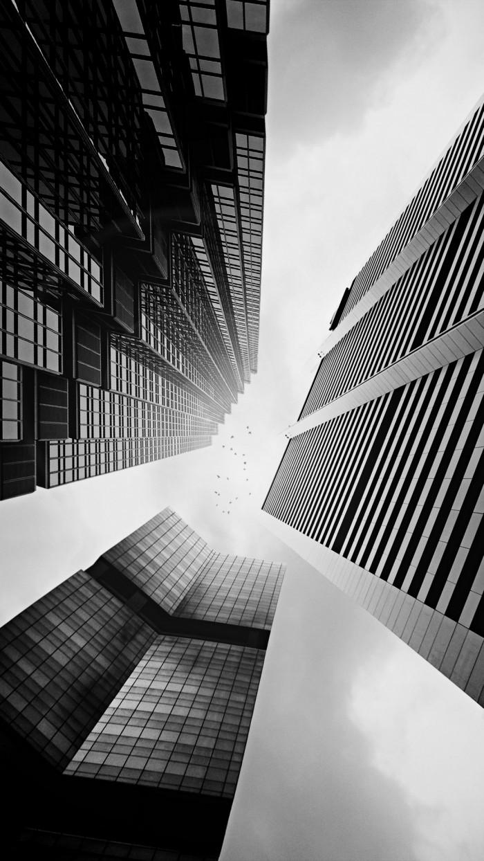 700x1244 Skyscraper Buildings Black White Lockscreen IPhone 6 Plus HD Wallpaper