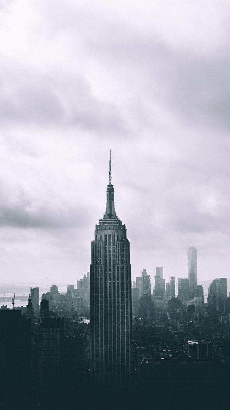 749x1333 Empire State Building Mist Black And White IPhone Wallpaper. Black And White Wallpaper Iphone, Black And White Desktop Background, Black And White Wallpaper