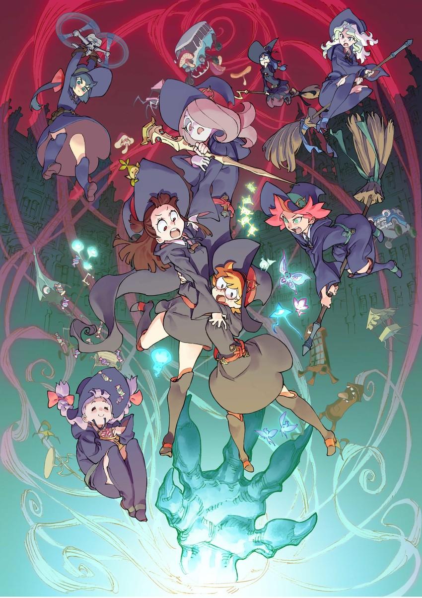 850x1203 kagari atsuko, diana cavendish, sucy manbavaran, lotte jansson, amanda o'neill, and 4 more (little witch academia and 1 more) drawn