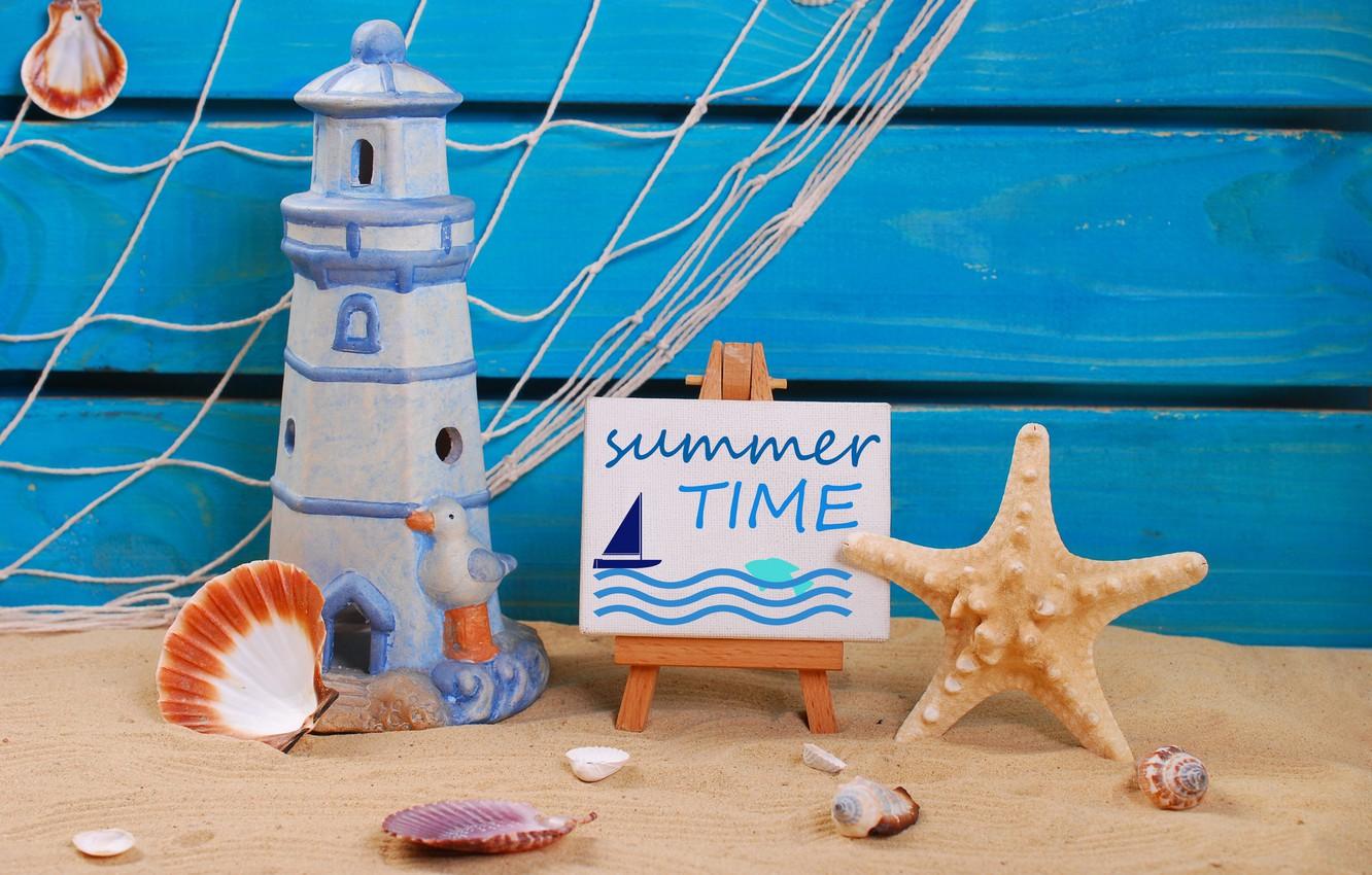1332x850 Wallpaper sand, beach, summer, stay, lighthouse, shell, summer, beach, sand, marine, still life, vacation image for desktop, section настроения