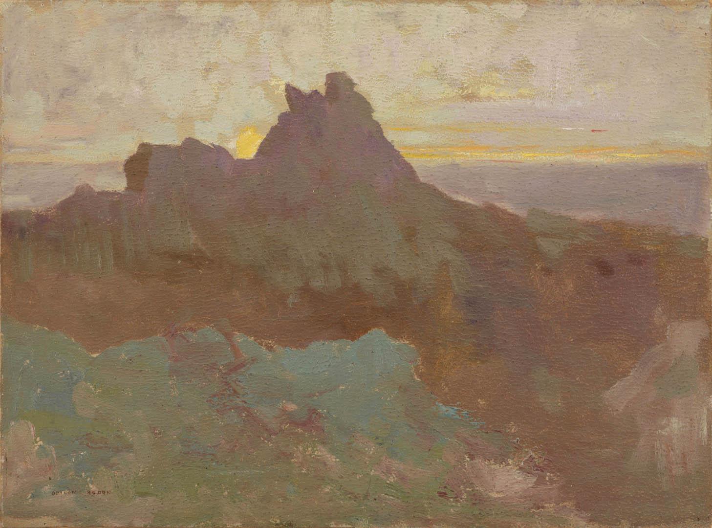 1457x1080 Rocky Peak post impressionist odilon redon art wallpaper