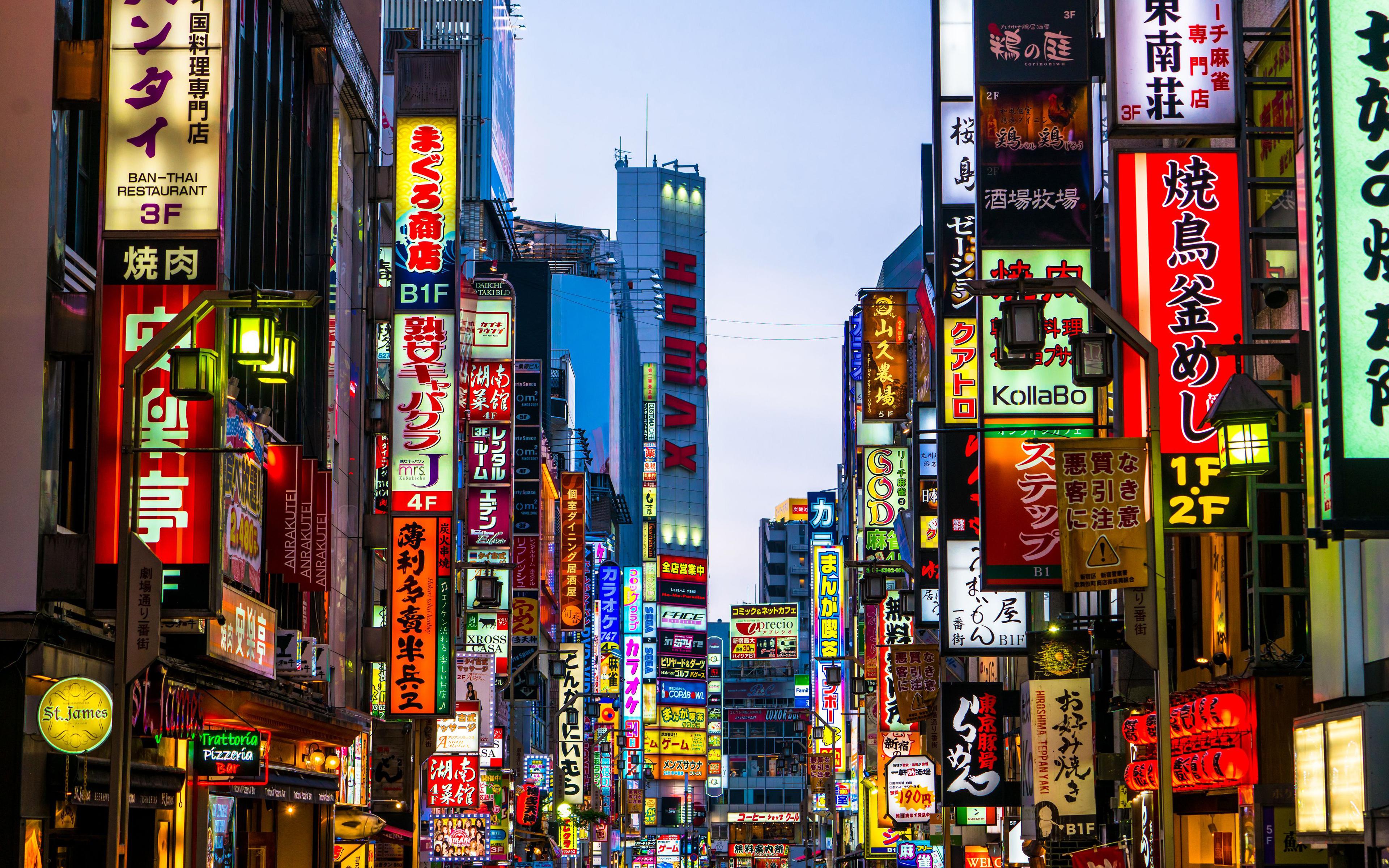 3840x2400 Download wallpaper Tokyo, 4k, Shinjuku, street, modern buildings, Japan, Asia for desktop with resolution 3840x2400. High Quality HD picture wallpaper